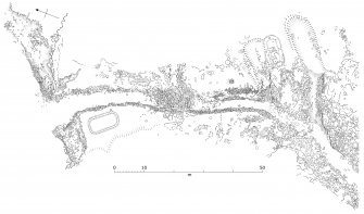 Interpretative survey drawing derived from the rectified vertical photomosaic of the canal, quay, and nausts. (Colin Martin)