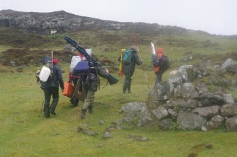 Access to Rubh’ an Dùnain is not easy. By land the loch is a 5-mile trek each way, often in poor weather and carrying equipment. This severely restricted work on the site in 2009. (Colin Martin)
