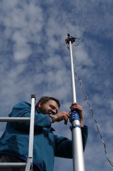 Edward Martin setting up the elevated pole-mounted camera system in 2009. (Colin Martin)