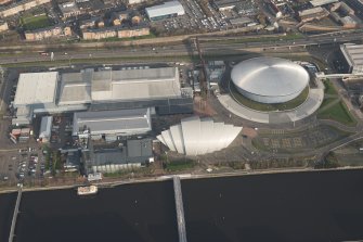 Oblique aerial view of The Hydro and Scottish Exhibition and Conference Centre, looking to the NNE.