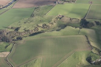 Oblique aerial view of Hairy Craig with the rig in the valley of the Old Hailes Burn beyond, looking ENE.