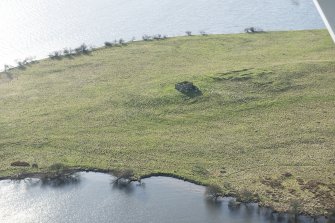 Oblique aerial view of St Serf's, Loch Leven, looking W.