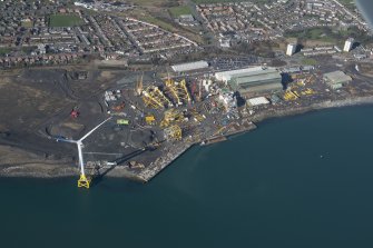 Oblique aerial view of RGC Offshore Construction Yard, looking NW.