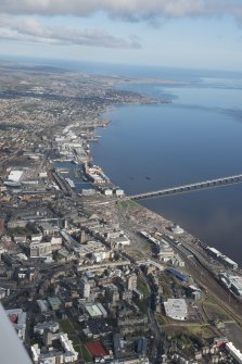 General oblique aerial view of Dundee, looking E.