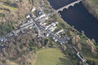 Oblique aerial view of Dunkeld and Cathedral Street Drill Hall, looking ESE.