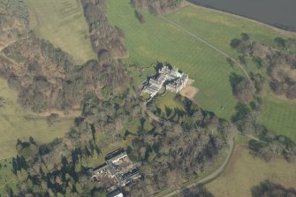 Oblique aerial view of Dalmeny House and walled garden, looking to the ENE.