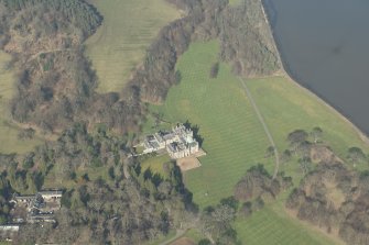 Oblique aerial view of Dalmeny House, looking to the N.