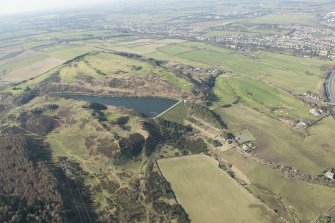 Oblique aerial view of Torphin Hill Golf Course and Torduff reservoir, looking to the WNW.