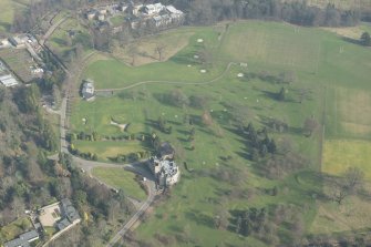 Oblique aerial view of Airthrey Castle and Golf Course, looking to the E.