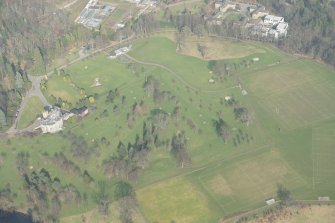 Oblique aerial view of Airthrey Castle and Golf Course, looking to the NE.