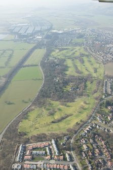 Oblique aerial view of Braehead Golf Course, looking to the WNW.
