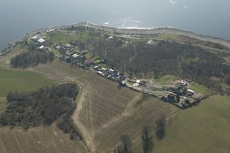 Oblique aerial view of  Portkil Coastal Battery, looking S.