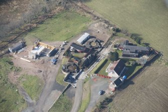 Oblique aerial view of the 6-inch gun emplacements and Battery Observation and Fire Control Posts, looking W.