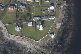 Oblique aerial view of Toward Point lighthouse, looking to the N.