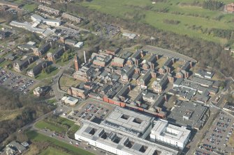 Oblique aerial view of of Stobhill General Hospital, looking to the NNW.