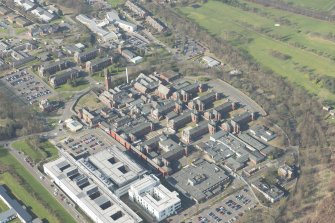 Oblique aerial view of of Stobhill General Hospital, looking to the WNW.