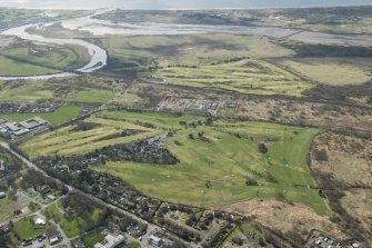 Oblique aerial view of Bogside Golf Course, looking SW.