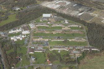 Oblique aerial view of Ayrshire Central Hospital, looking N.
