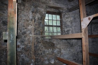 Internal ground floor, Room 3, detail of central window on W wall