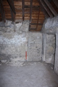 Internal upper floor, Room 4, detail of the door at the S end of the W wall