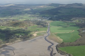 General oblique aerial view along the Fleet Canal to Gatehouse of Fleet, looking NE.