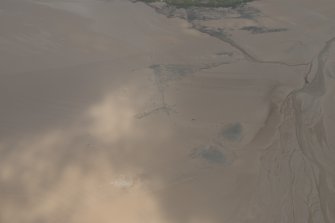 Oblique aerial view of the Powfoot stake nets, looking NNE.