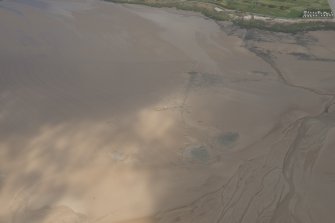 Oblique aerial view of the Powfoot stake nets, looking NNE.