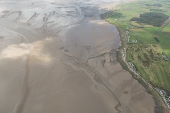 Oblique aerial view of the Powfoot stake nets, looking NW.