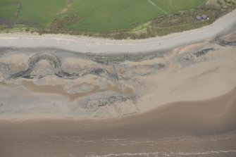 Oblique aerial view of the stake nets, looking N.