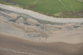 Oblique aerial view of the stake nets, looking N.