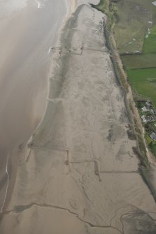 Oblique aerial view of the Battlehill stake nets, looking W.