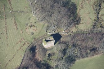Oblique aerial view of Fairlie Castle, looking to the N.