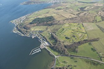 Oblique aerial view of Port Bannatyne and Port Bannatyne Golf Course, looking to the ESE.