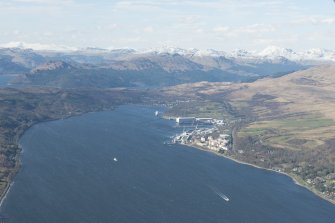 Oblique aerial view of Faslane Naval Base, looking to the N.