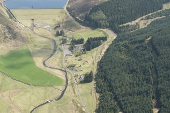 Oblique aerial view of Camps Reservoir Prisoner of War Camp, looking E.