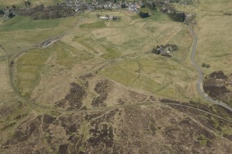 Oblique aerial view of Leadhills and Leadhills Golf Course, looking W.