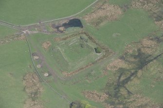 Oblique aerial view of Auchen Castle, looking NNE.