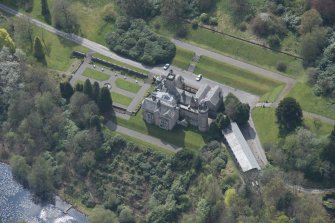 Oblique aerial view of Auchen Castle Country House, looking S.