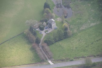 Oblique aerial view of Lochhouse Tower, looking SE.
