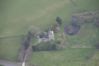 Oblique aerial view of Lochhouse Tower, looking ESE.