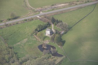 Oblique aerial view of Lochhouse Tower, looking NW.