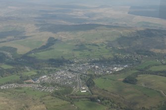 Oblique aerial view of Langholm, looking NE.