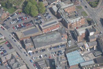 Oblique aerial view of Loreburn Hall Drill Hall, looking ENE.