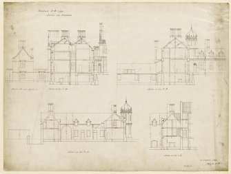Argyll, Kilmartin, Poltalloch House.
Sections and elevations.