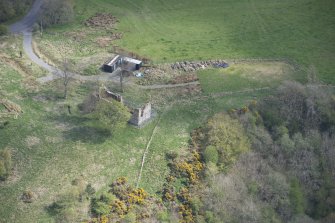 Oblique aerial view of Uttershill Castle, looking SE.