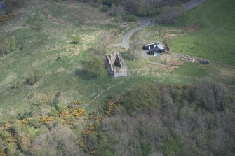 Oblique aerial view of Uttershill Castle, looking E.