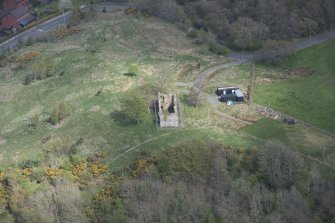 Oblique aerial view of Uttershill Castle, looking ENE.