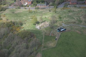 Oblique aerial view of Uttershill Castle, looking NNW.
