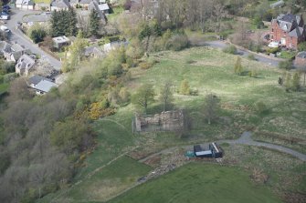 Oblique aerial view of Uttershill Castle, looking NW.