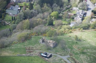 Oblique aerial view of Uttershill Castle, looking W.